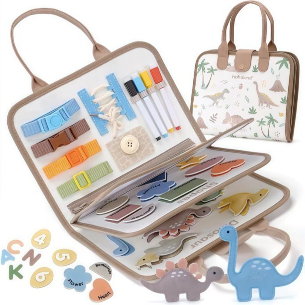 Busy Book Early Education Toy Dinosaur Theme Toddlers Learning Board Busy Board Boys Girls