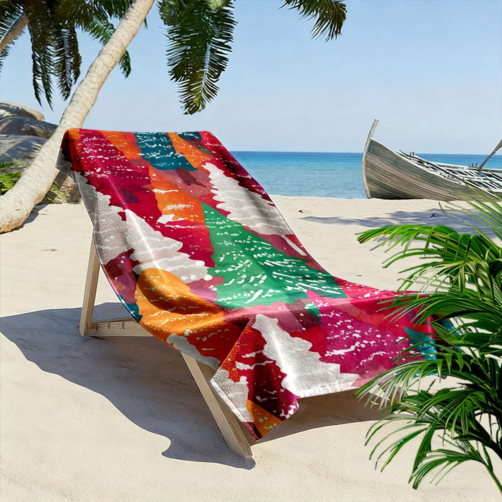 Colorful frosted pine harmony Print beach towel, quick drying, suitable for travel, outdoor sports, jogging, the beach and swimming, gift