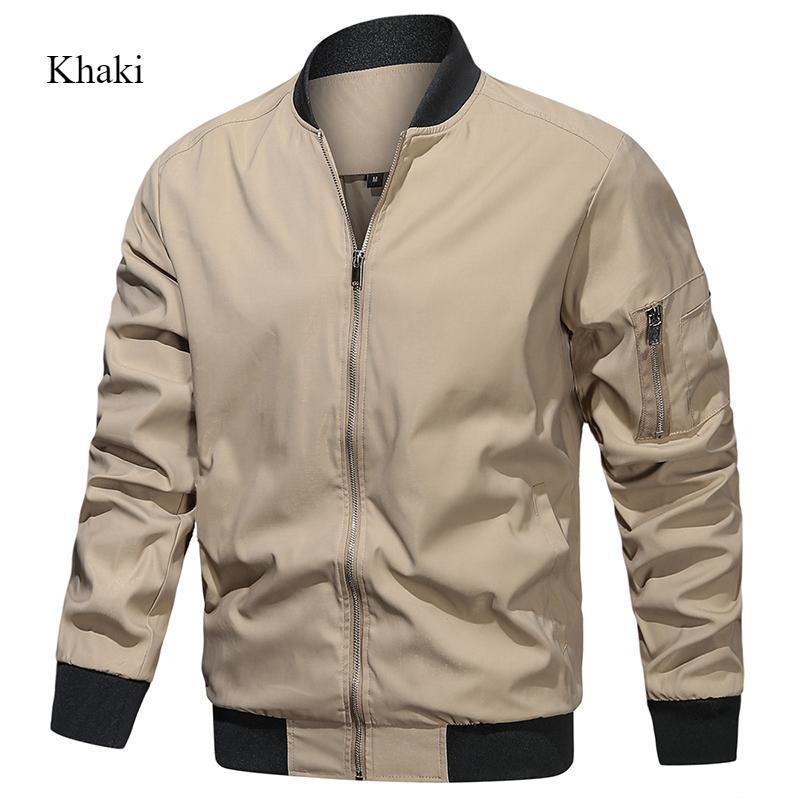 Мужская куртка Весна и Осень Повседневная Свободная Осенняя На молнии Износостойкая Ветрозащитная Легкая Куртка