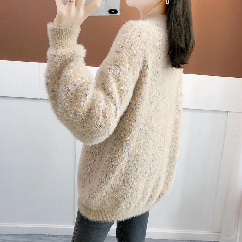 VANGULL Брендовый женский бархатный свитер из искусственной норки, весенне-осенний свитер, свободный корейский стиль, утепленная рубашка в ленивом стиле для верхней одежды