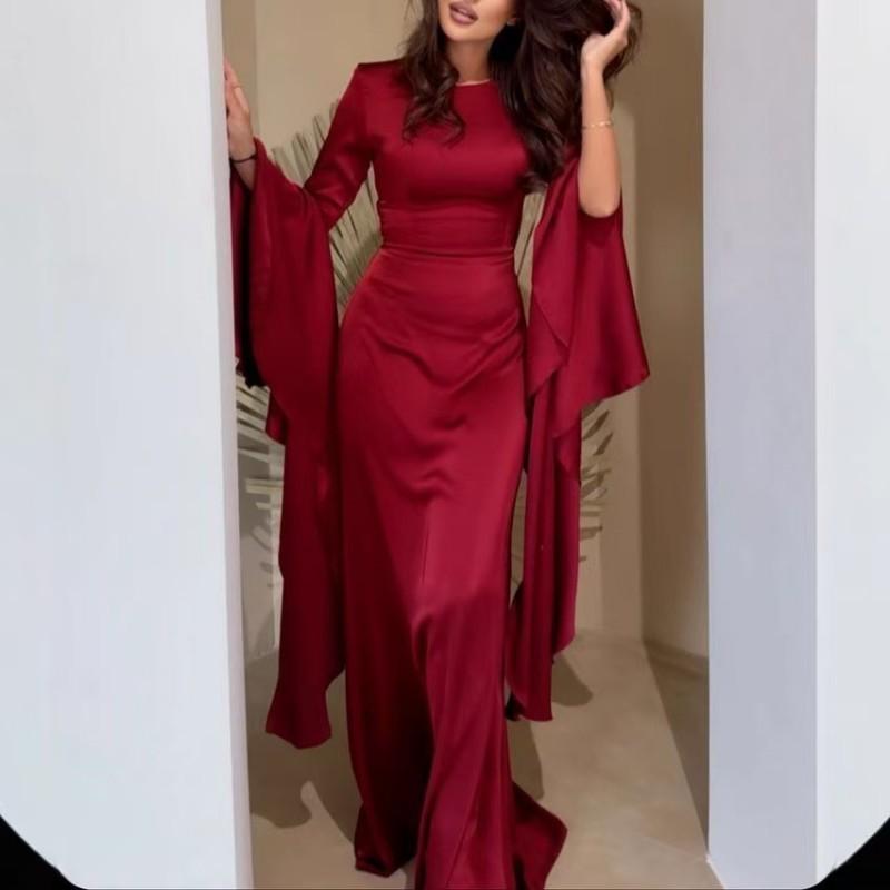 2024 Autumn/Winter Women's Flowing Sleeve Evening Dress with Big Swing Style