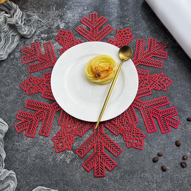 1 шт. Пятноустойчивая ресторанная декорация Снежинка Подставка для еды Домашний декор Украшения для стола Товары для вечеринок Плейсматы Изысканные