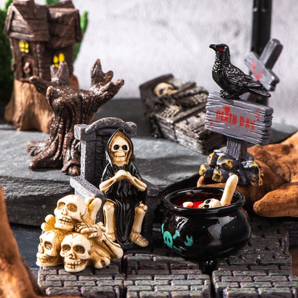 Creative Cartoon Halloween Small Ornaments DIY Resin Craft Tombston Ornaments Mini Resin Festival Ornaments Home