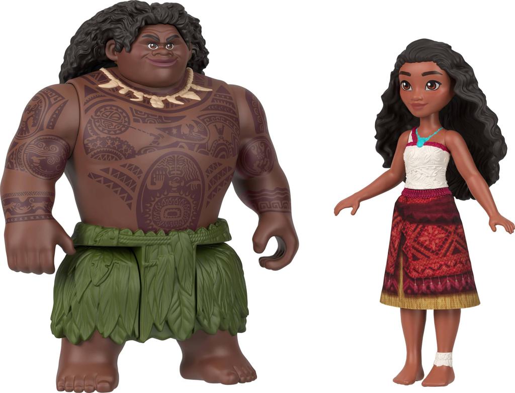 Mattel Disney Moana 2 Toys - Moana & Maui Ocean Adventure 2-Pack with 2 Small Dolls & Hook Accessories - Inspired by the Movie
