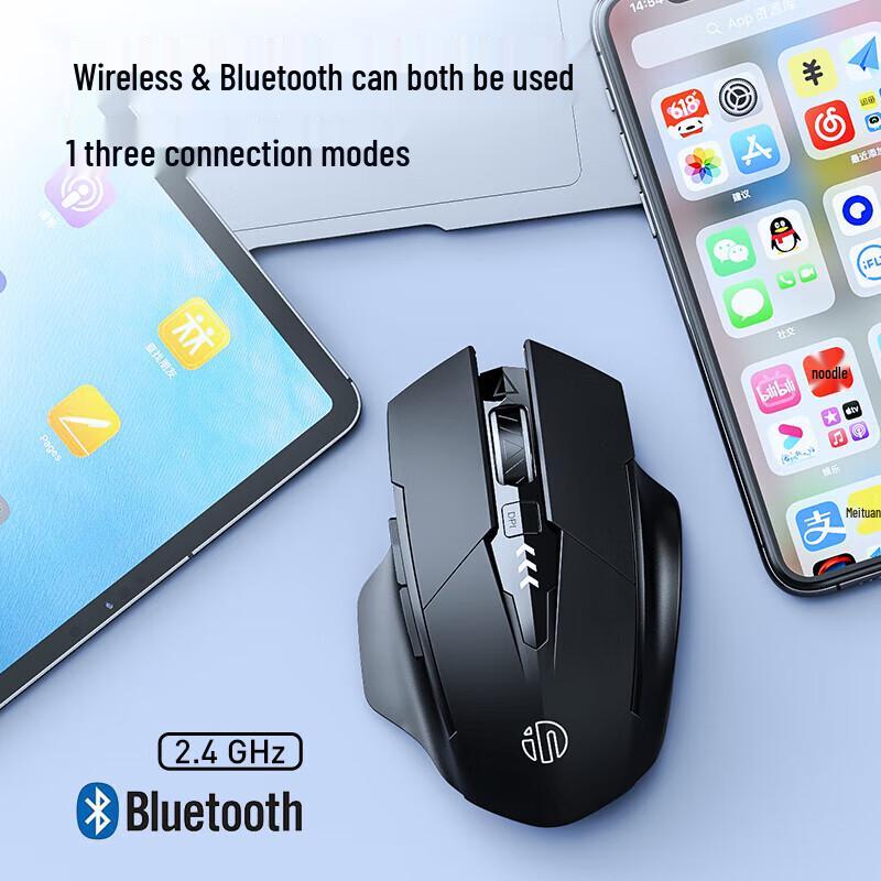 INPHIC A1 Tri-Mode Wireless Bluetooth Silent Mouse