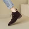 Женские ботинки 2025 на весну-осень, из овечьей замши, с круглым носком, квадратным каблуком, базовые ботильоны, зимняя обувь, женская мода