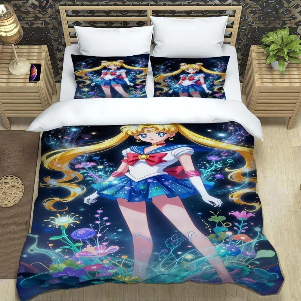 New Kawaii Sailor Moon Duvet Cover Pillowcase Bedding Set Adult Boy Bedroom Decoration Children Gift Single Double Large Size