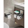 Aluminum Alloy Paper Holder Wall-Mounted Toilet Roll Paper Holder No Drilling Bathroom Kitchen Paper Holder