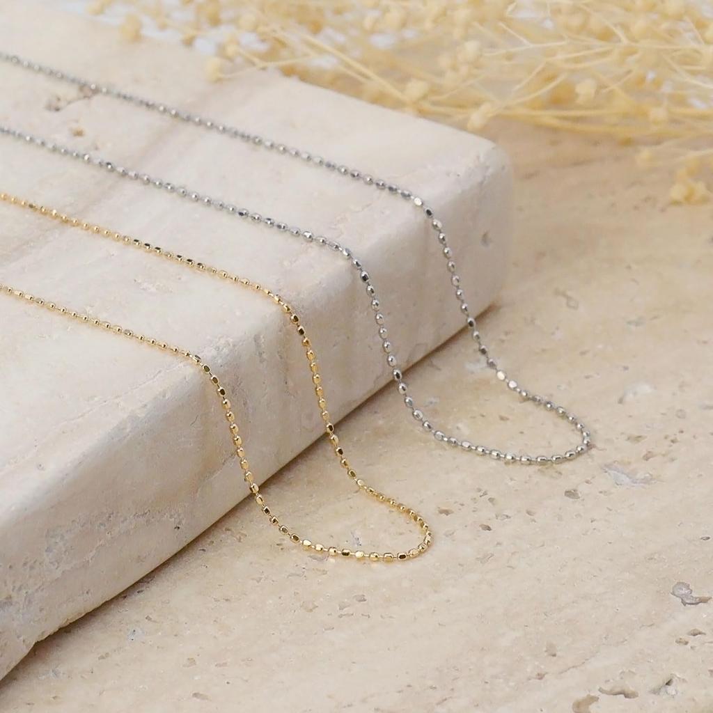 Gold Chain Necklace 18K K18 Cut Ball Width Maximum 45cm Length Adjustable [Lara Christie] 0.7mm Approx. 1.2g Lc97-0011