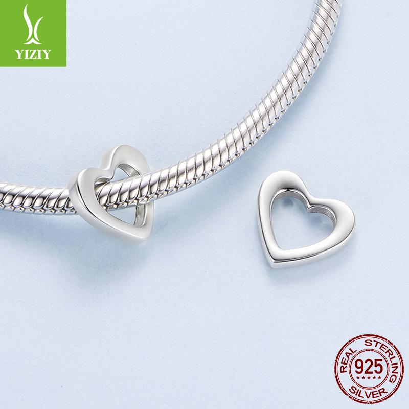 S925 Sterling Silver Simple Love Beaded Loose Beads Cold Wind Diy Jewelry Accessories
