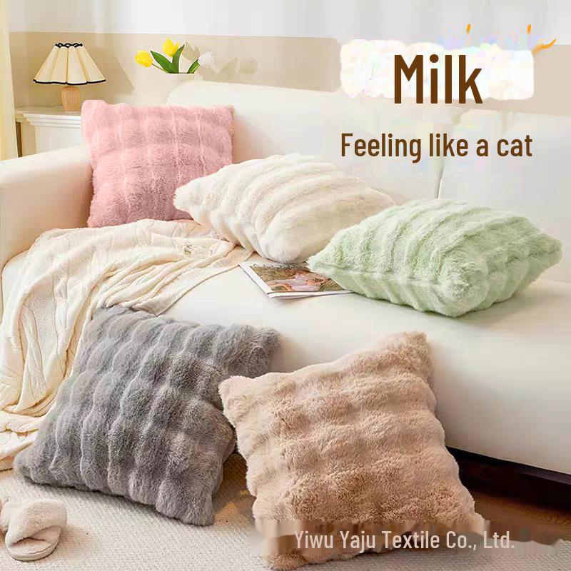 Nordic Style Imitation Rabbit Plush Pillow - Sofa, Balcony, Living Room Cushion Cover