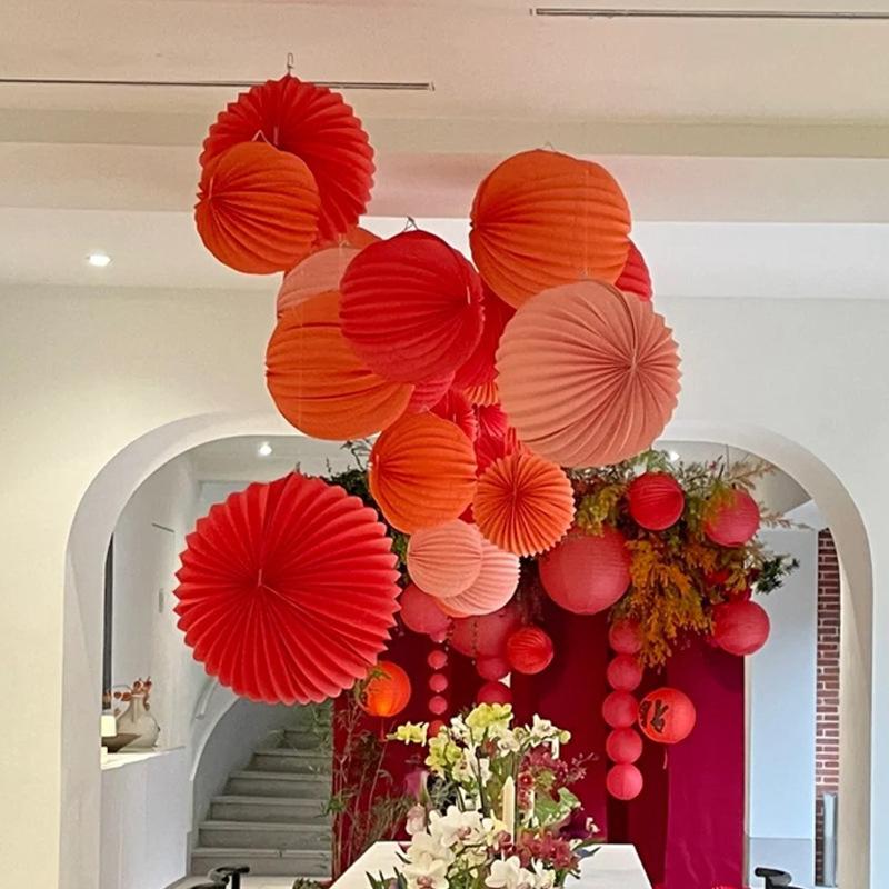 Festive Hangings Decorations Watermelon Paper Lanterns Honeycomb Balls Wedding Room Decorations