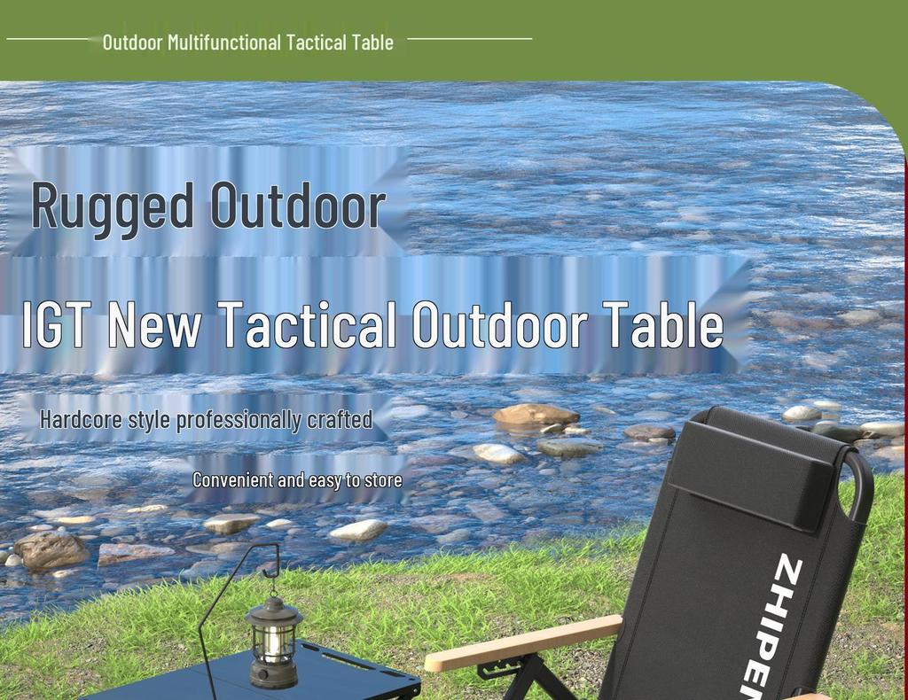 Portable Lightweight Foldable Outdoor Camping Table - Quick-Open Tactical Design, Multifunctional Carbon Steel BBQ Table.