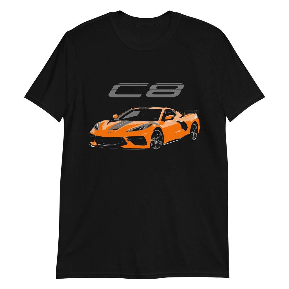 Amplify Orange 2022 vette C8 Подарок владельцу Футболка унисекс с коротким рукавом 100% хлопок Мужские футболки Топ