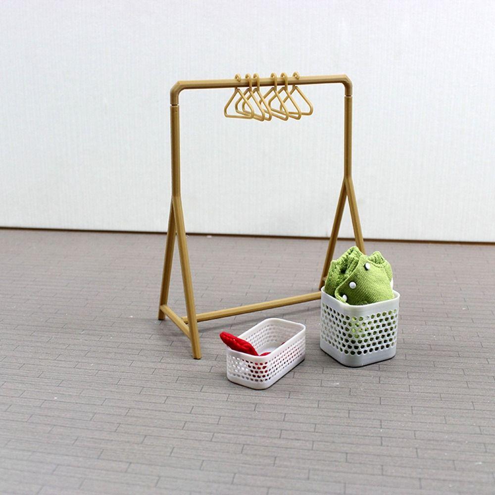 Mini Garment Rack 1/12 Organizer Hangers Set New Dollhouse Clothes Rack Dollhouse Decoration