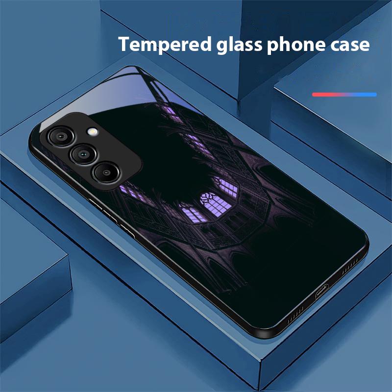 Темный чехол для Samsung Galaxy A15 5G 54 4G 51 50 24 35 90 71 12 51 53 52S 80 22 34 Черный чехол для телефона из закаленного стекла