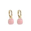 Sweet Cute Fashion Pink White Square Stud Earrings Women's Earrings Minimalist Jewelry Accessories