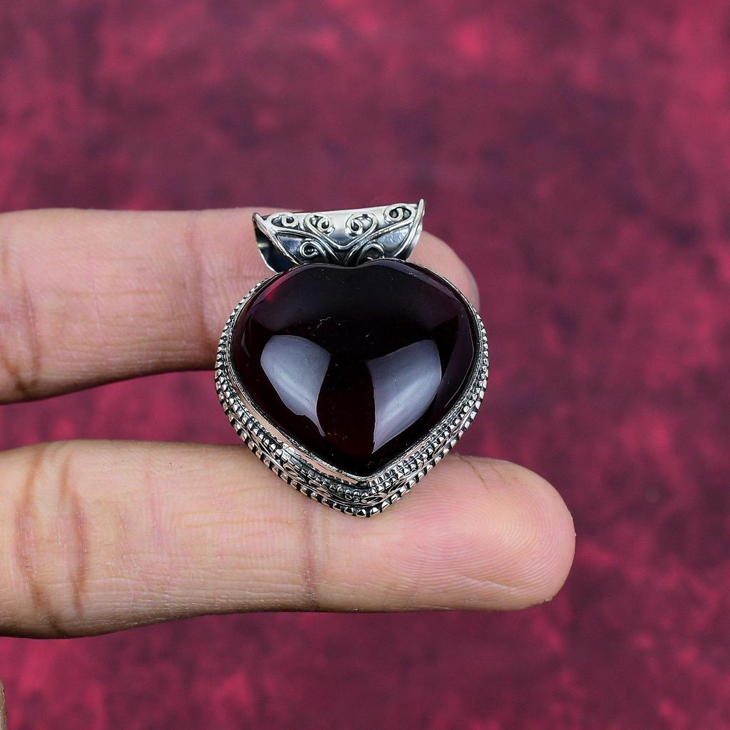 Подвеска из цельного серебра 925 пробы с гранатом, подвеска из драгоценного камня ручной работы, подарок жене, абсолютно новый кулон