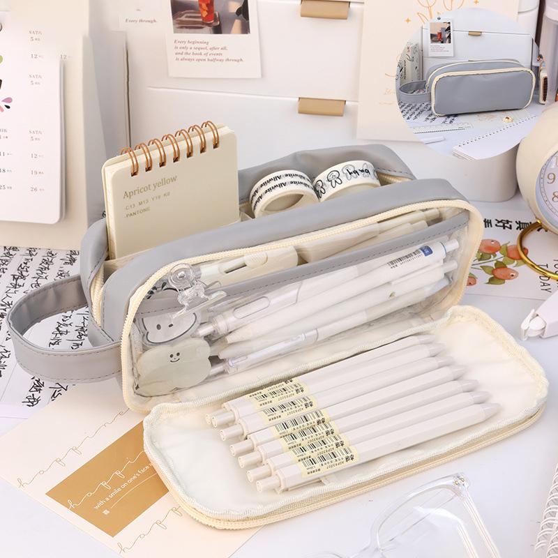 Прозрачный пенал большой емкости, пенал, школьные принадлежности, чехол для ручек, школьные пеналы, канцелярские принадлежности, пенал