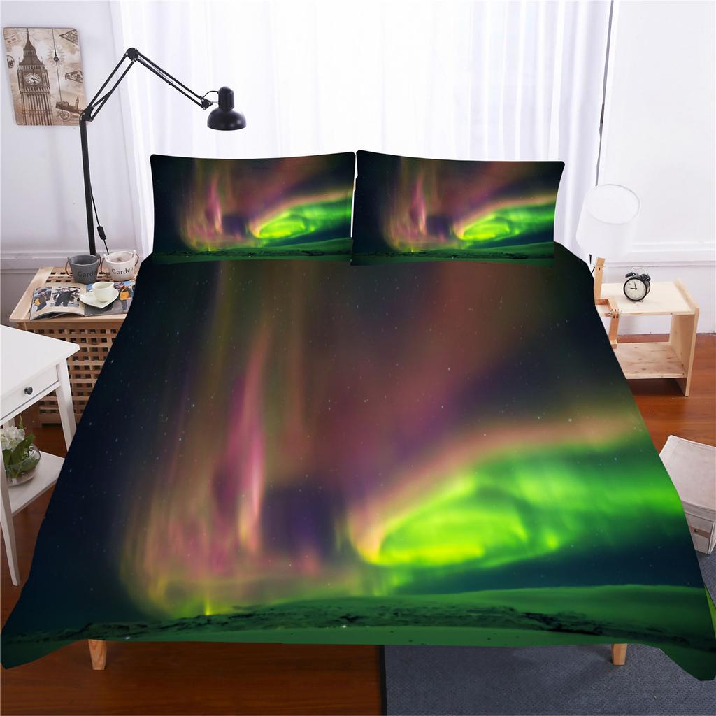 Пододеяльник с изображением природы и пейзажа, размер King/Queen, комплект постельного белья с изображением синего неба и гор в стиле модерн, акварель, 2/3 предмета, полиэстер, пододеяльник