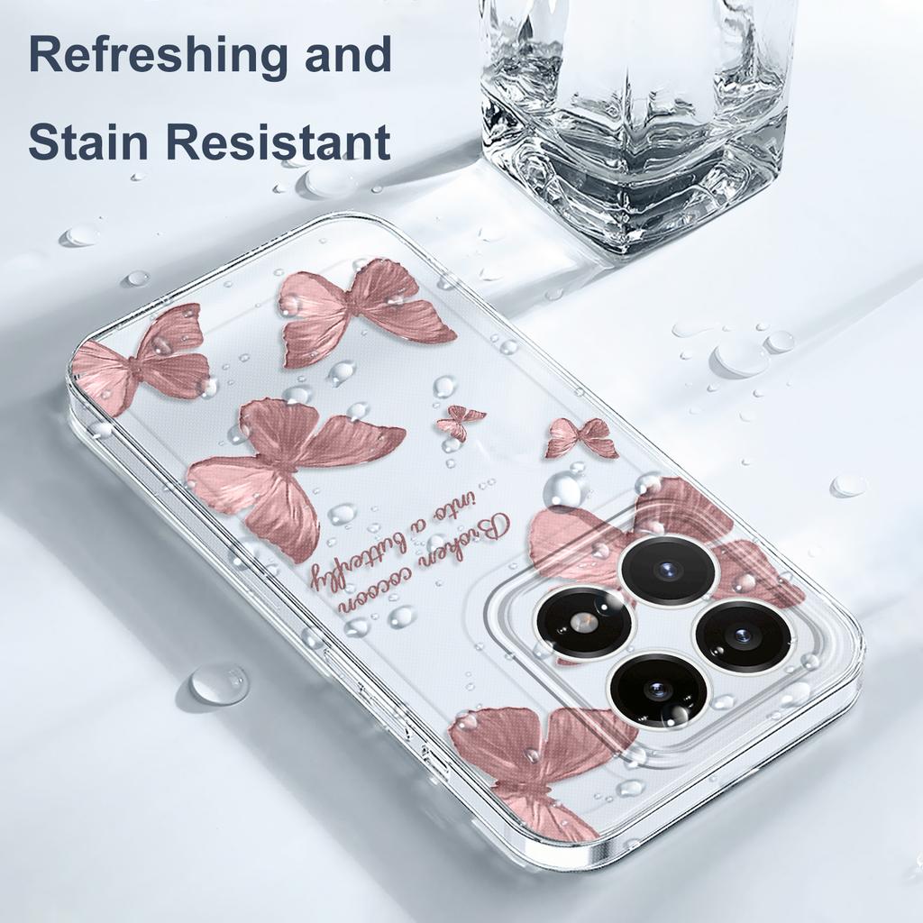 Retro Butterfly Transparent Phone Case For Xiaomi 15 15T 14 14T POCO M7 X7 F7 M6 X6 Pro Ultra 4G 5G Soft TPU Cover