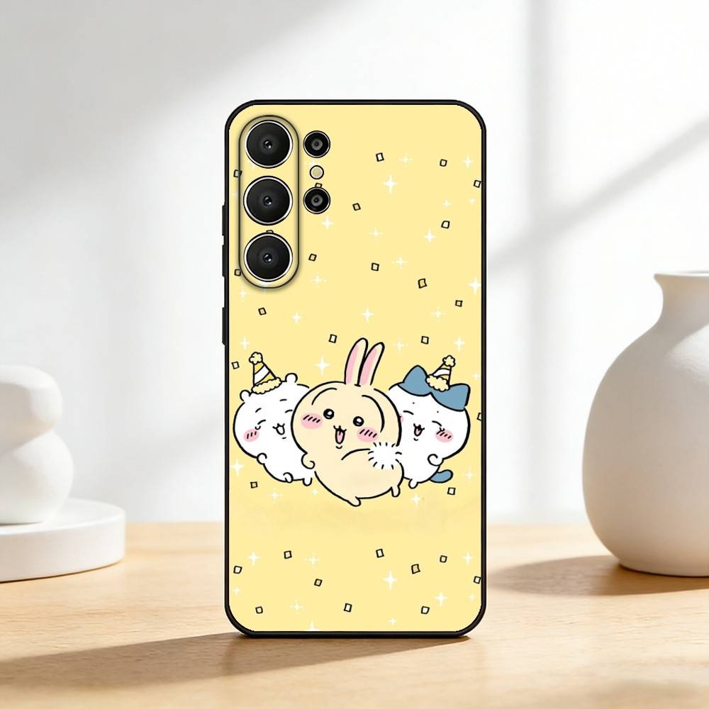 Милый Чехол для Телефона C-C-Чиикавас Для Samsung S26,S25,24,23,22,30,21,10,9,Ultra,Plus,Lite,FE Мягкий Черный Чехол