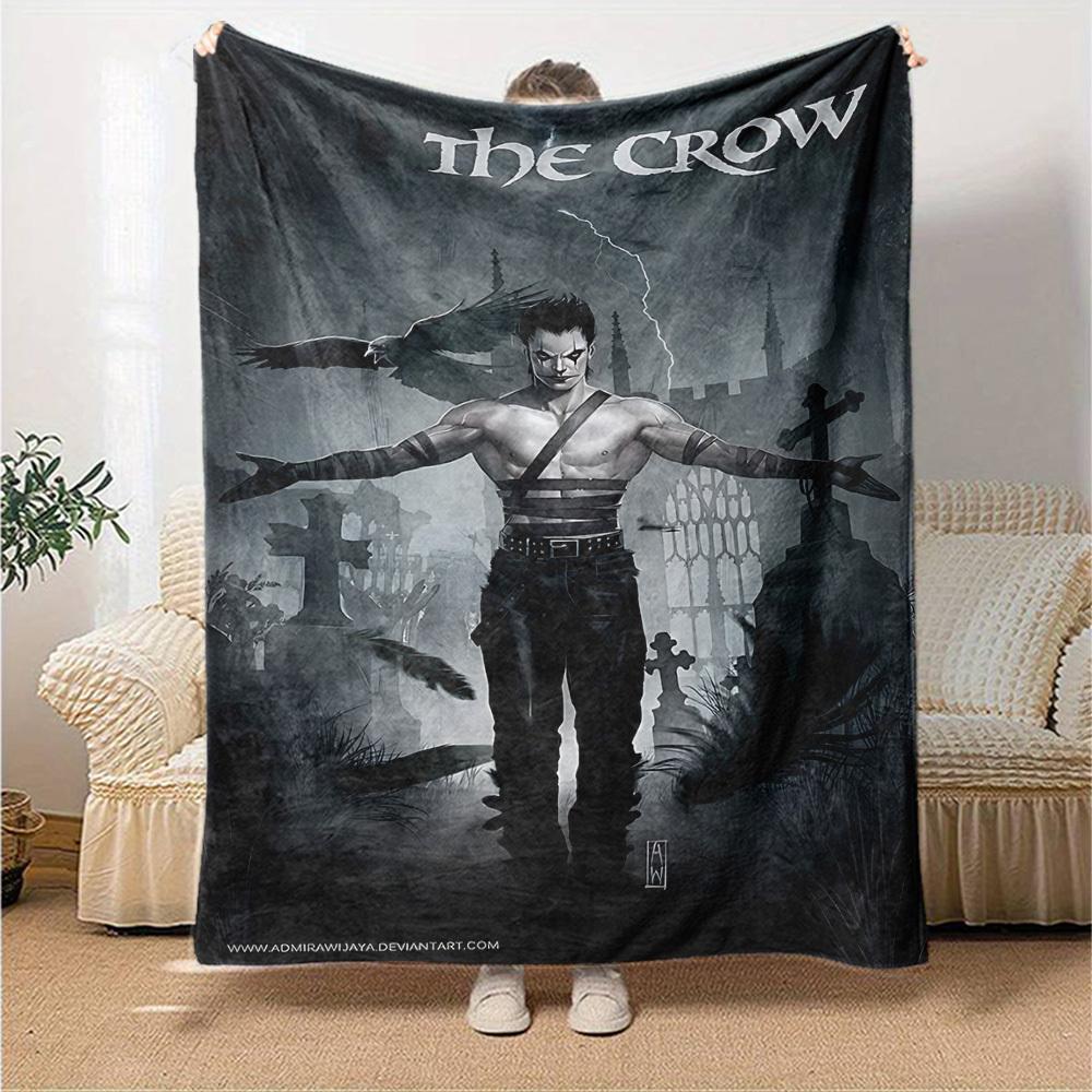 1pc The Crow Throw Blanket Soft Flannel, Cozy All Season Polyester Perfect for Home, Office