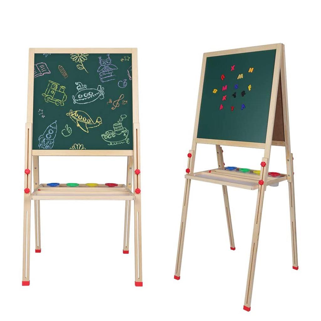 AllinOne Wooden Children Art Easel with Paper Roll and Accessories
