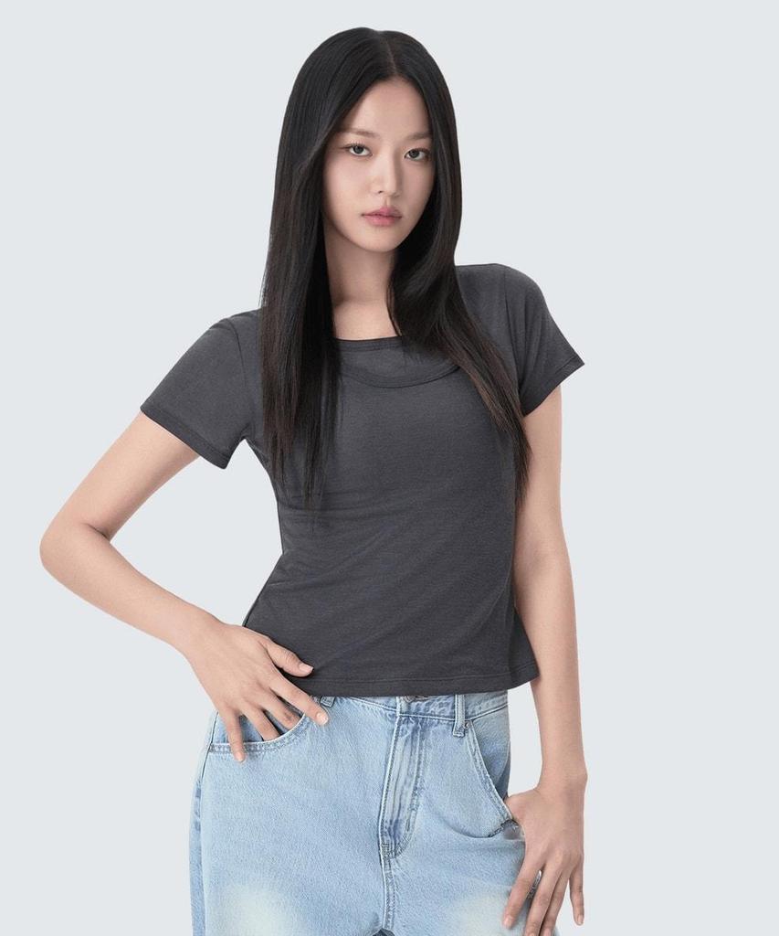 MIXXO Halter Neck See-Through Short Sleeve T-Shirt Re Hwg54Qa_Miwhwg77Ra