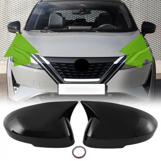 Подходит для Nissan Rogue 2021-2024 Черный глянцевый колпачок крышки бокового зеркала заднего вида двери