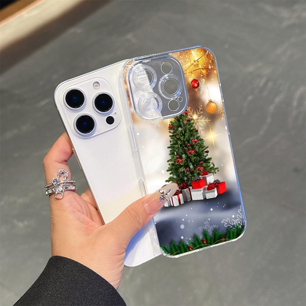 Ae105 Happy New Year art Christmas Magsafe Прозрачные чехлы для Samsung S23 S24 Ultra S21 FE iPhone 16 Pro Max XR Магнитная беспроводная зарядка Задняя крышка