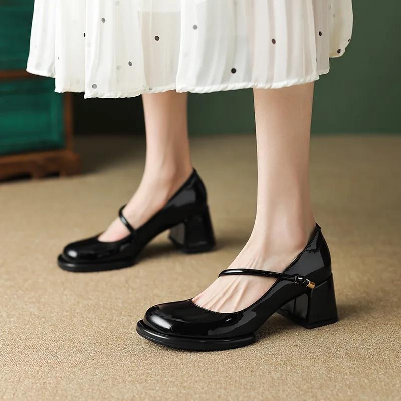 Женские туфли Мэри Джейн Винтажные туфли на высоком каблуке для девочек Туфли в стиле Лолиты в японском стиле Туфли для студентов колледжа Большие размеры