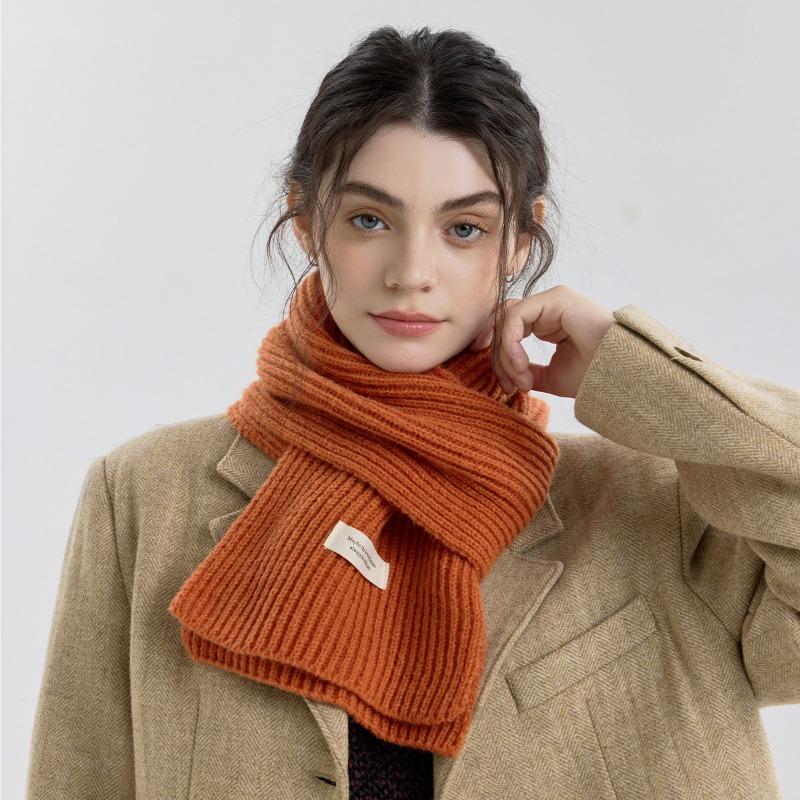 Versatile Solid Color Knitted Scarf Scarf Plush Soft Male and Female Couples Scarf Autumn and Winter Outer Shawl