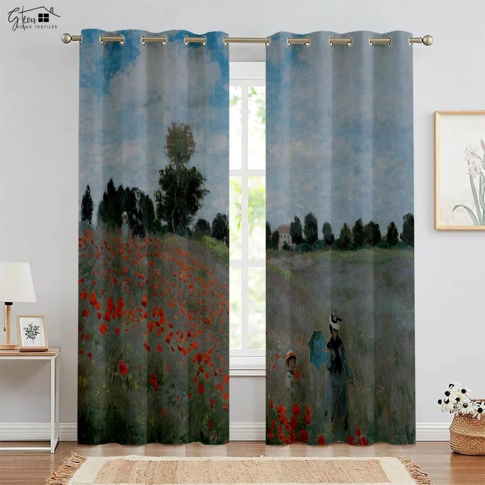 Шторы с принтом масляной живописи, высококачественные затемняющие теплоизоляционные шторы, подходящие для спальни, гостиной, кабинета, шторы