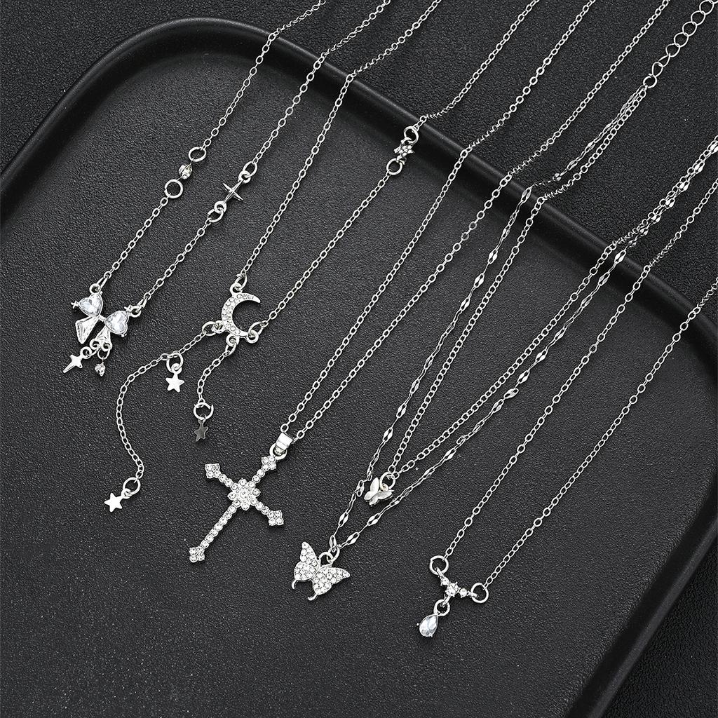 5pcs Elegant Necklace Set For Women Sparkling Zircon Fashion Butterfly Heart Cross Bow Pendant Necklaces Party Jewelry Gift 2026