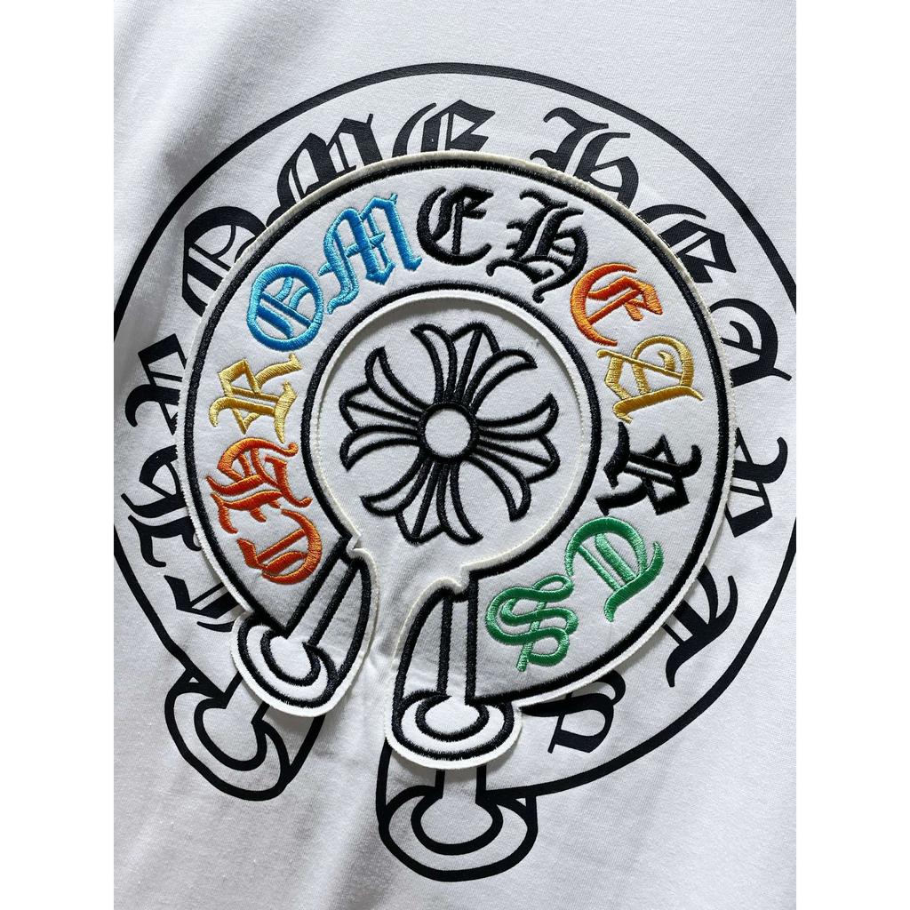 8719 CHROME HEARTS 2025 Летняя новая высококачественная хлопковая свободная футболка с круглым вырезом большого размера для мужчин и женщин, парная футболка