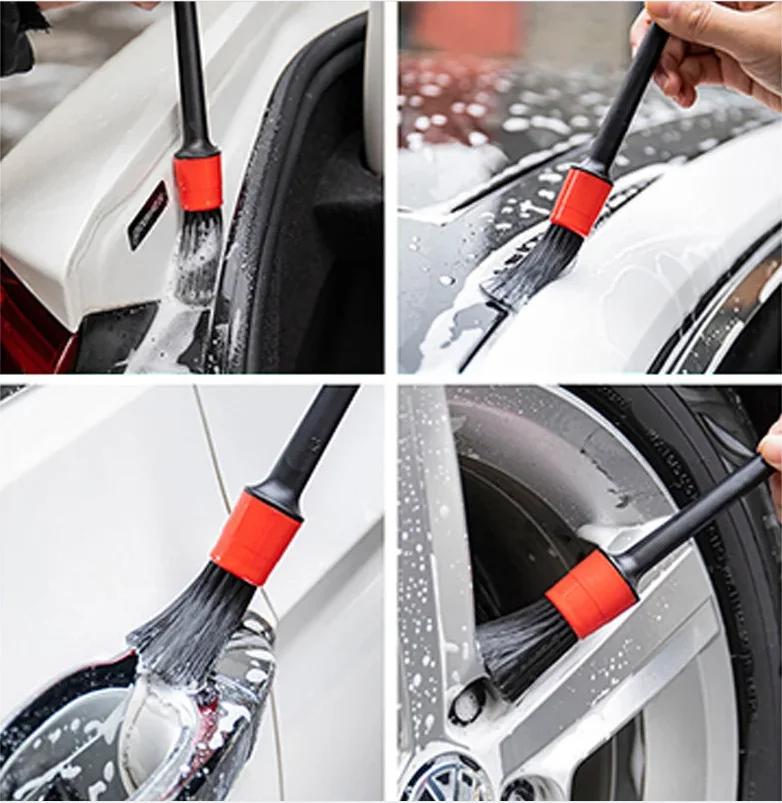Набор щеток для чистки автомобиля Автомобильные детализирующие щетки Для детализации салона автомобиля Набор щеток Щетка для чистки колесных дисков Пластик