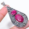 Ruby Natural Gemstone Handmade 925 Sterling Silver Pendant 2.76" M6l34