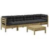 5 Piece Garden Sofa Set with Cushions Pressure Treated Pine Wood