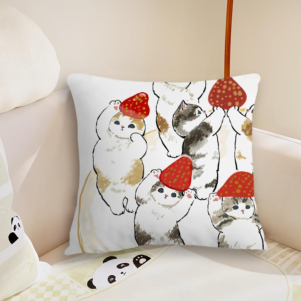 Cute MMofusand Cat Shark  cushion cover Pillow Case Plush Fabric Soft Double Sided Print Sofa Cushion Cover Throw Pillow Covers