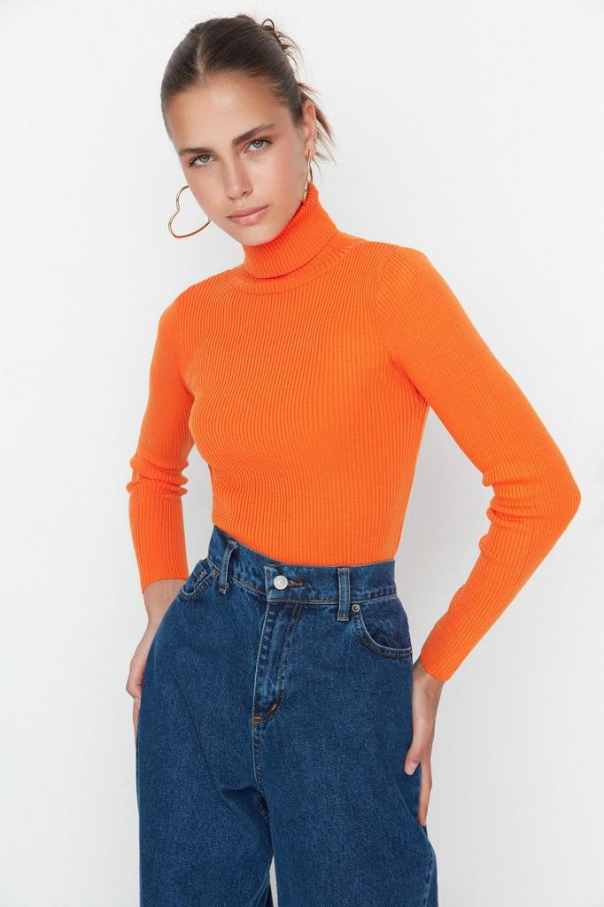 Women's Elegance Style Sweater Green Basic Turtleneck Knitwear Sweater