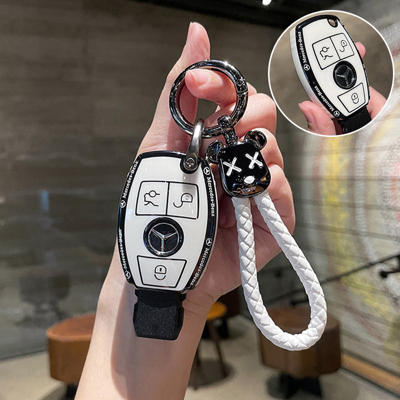 RPO5 Keyring Car Key Case Cover for Mercedes Benz Maybach S580 A-B-C-M-CLA-CLS-E-G-GLB-GLE-R-SL Class AMG EQC GLA W213 GLC200 GT43