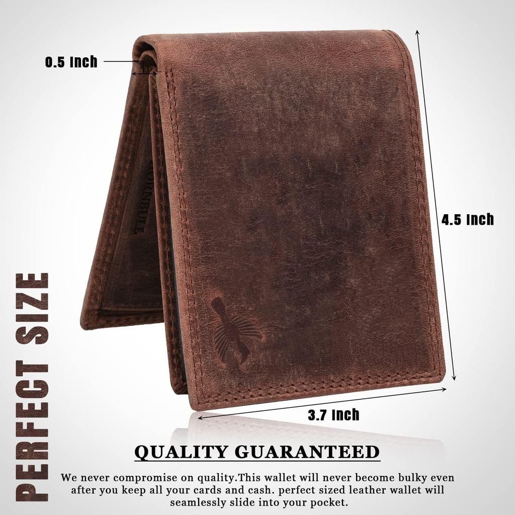 Мужские кожаные коричневые винтажные RFID-кошельки Stella