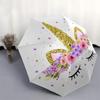 Unicorn,Floral Automatic Folding Umbrella  Simple 8 Rib Design, Bright Cartoon Pattern, Durable Iron Frame, Suitable For Travel, Outdoor, Be