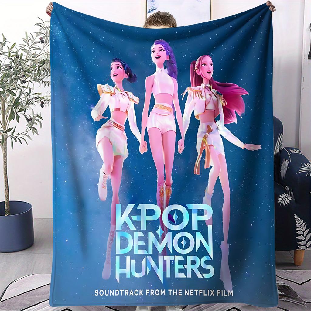 Плед с изображением демоноборца из K-Pop, горячей аниме-девушки, команды, фланелевый плед, теплый зимний плед для гостиной, дивана, кровати, подарок для фаната