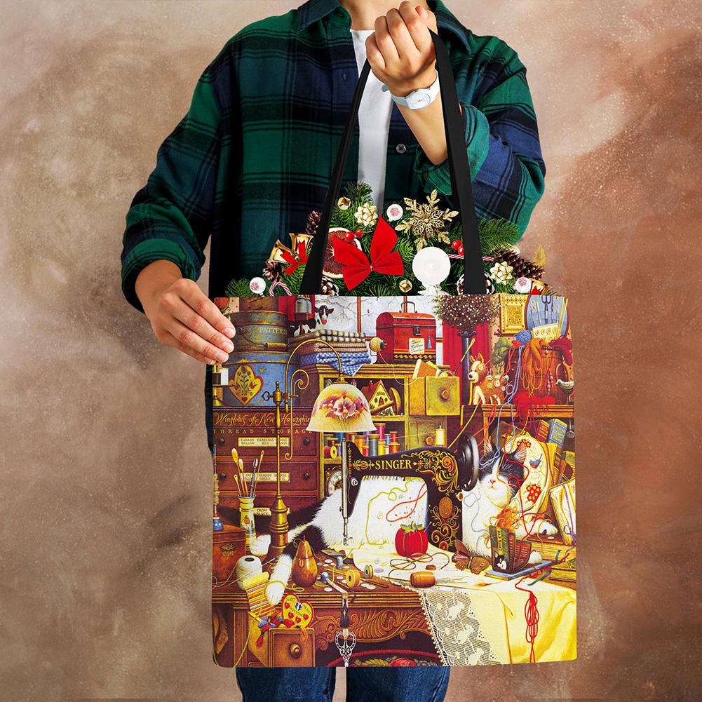 Женские дизайнерские большие сумки с принтом кота на заказ, льняная многоразовая сумка для покупок, сумки на плечо для женщин, 2020