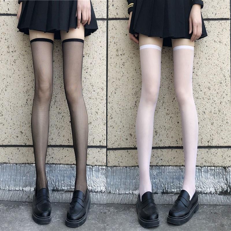 JK Velvet High-transparency Calf Socks, White Thin Long Tube, Spring and Summer Black Stockings, Women's and Knee Socks, Ultra-thin Ins Tide