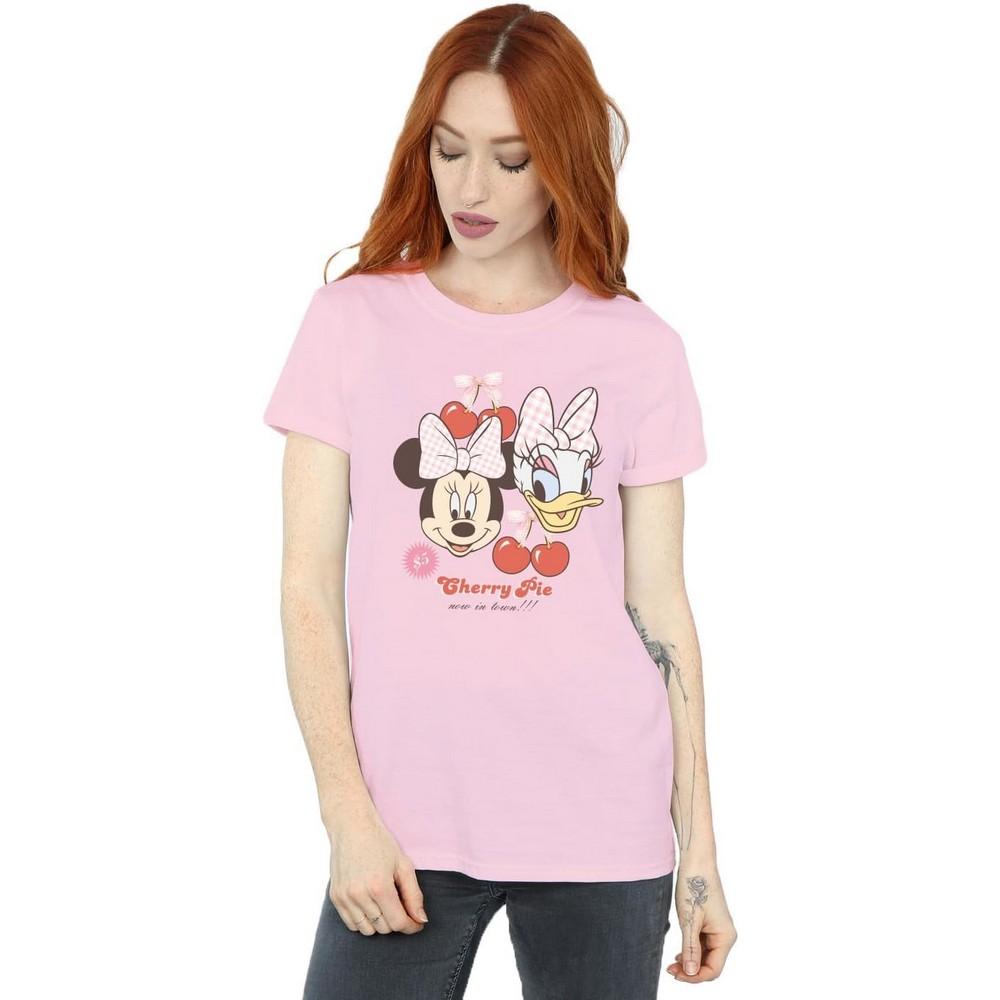 Disney Womens/Ladies Minnie Mouse & Daisy Cherry Cotton Boyfriend T-Shirt