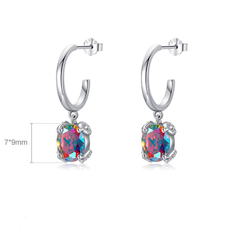 Женские серьги из стерлингового серебра S925 с цветным цирконом, женские модные серьги