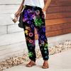 Women Bubble Printing Pants Lace Up Elastic Waist Loose  Trousers Casual Long Pants Trousers with Pockets